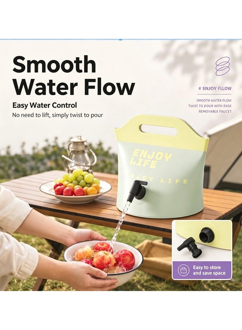 New Bucket Water Bag with Faucet, Large Capacity Fruit Bucket for Picnic Camping, Household Ice Bucket, Convenient Folding - Image 3