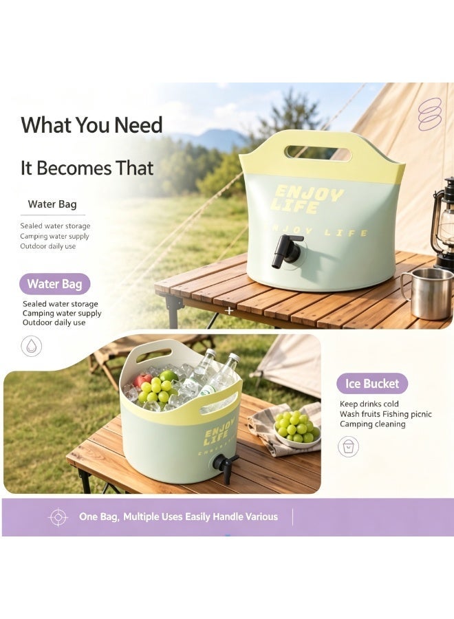 New Bucket Water Bag with Faucet, Large Capacity Fruit Bucket for Picnic Camping, Household Ice Bucket, Convenient Folding - Image 4