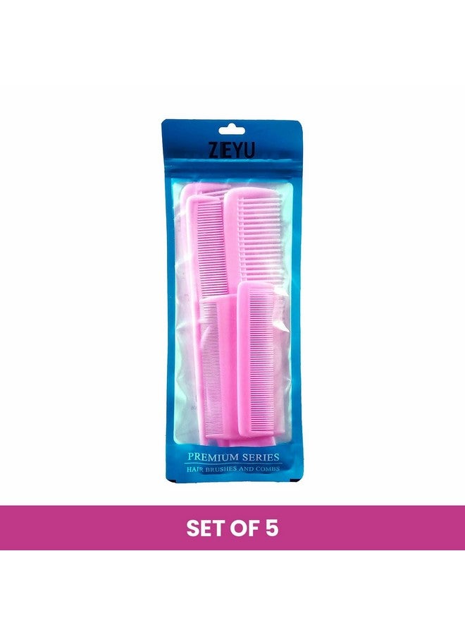 Zeyu Set of 5 Pcs Hair Comb | Dressing Hair Comb | Hair Brush for Men & Women | Hair Combs | Dressing Hair Combs, Multipurpose Combs, Detangling Combo Set, Lice Comb, Hair Brush, All-Purpose Comb (Pink_01, 5pcset_pink) - Image 4