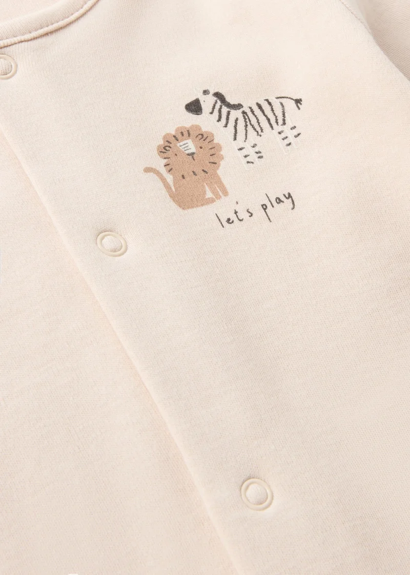 Matalan 2 Pack Baby Beige Zebra Sleepsuits