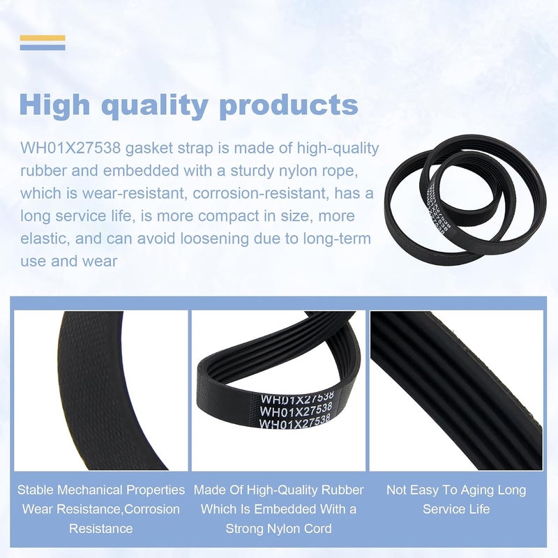 yrjns WH01X27538 Washer Drive Belt Replacement for GE, Hotpoint Clothes Washing Machine Parts AP6328256, PS12299369, 4587903, 290D1101P005-5 Pack - Image 3