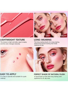 ibcccndc Tinted Blush Oil Liquid Blush for Cheeks Dewy and Natural Flush Finish Pink Blush Skin Tint Lasting Liquid Blush Oil Moisturizing Lightweight and Waterproof for All Skin Tones Liquid Blusher 6.5ml  - Image 4