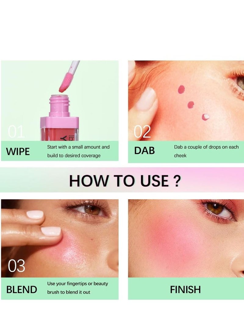 ibcccndc Tinted Blush Oil Liquid Blush for Cheeks Dewy and Natural Flush Finish Pink Blush Skin Tint Lasting Liquid Blush Oil Moisturizing Lightweight and Waterproof for All Skin Tones Liquid Blusher 6.5ml - Image 5