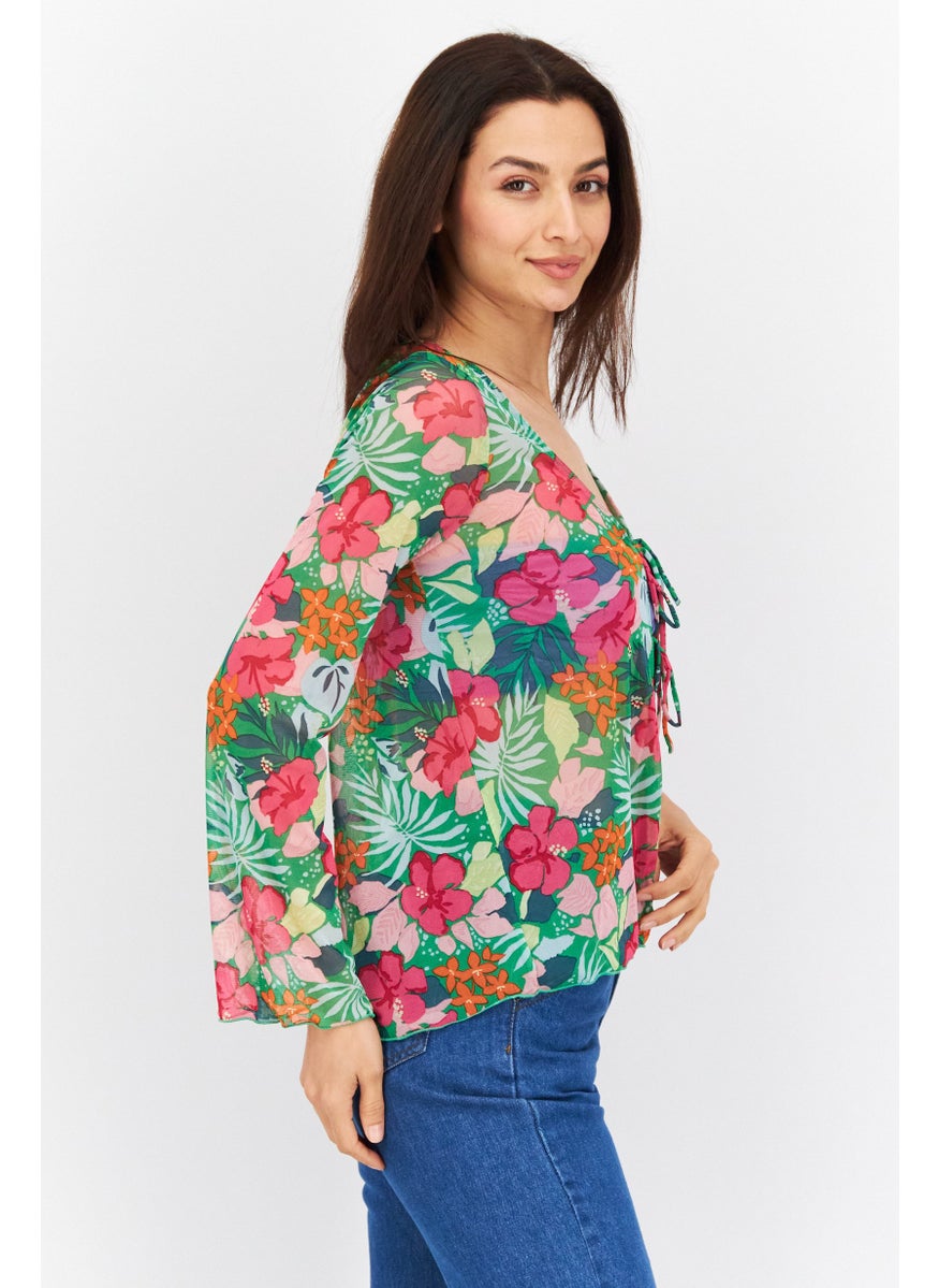 Women V Neck Long Sleeves Floral Print Cardigan, Pink Combo - pzsku/Z4EF09A63127841378465Z/45/_/1737987413/a042a9fa-76ac-4cc2-8531-724218319776