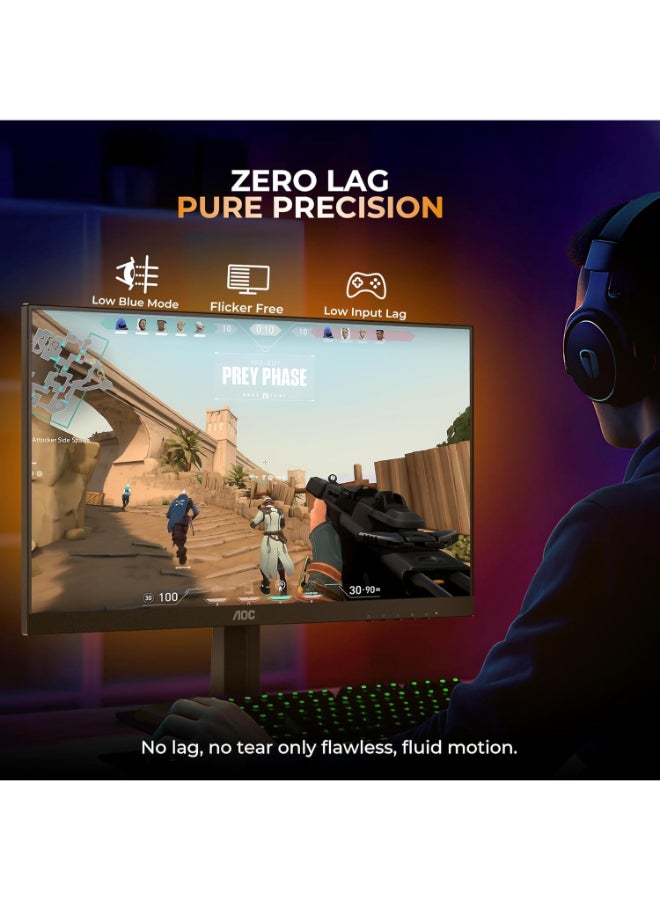 AOC 27-Inch Gaming Monitor – 2K QHD 2560x1440, Fast IPS, 200Hz Refresh Rate, 0.3ms Response, HDR10, Adaptive Sync, Built-in Speakers, HDMI & DisplayPort Q27G42HE black - Image 4