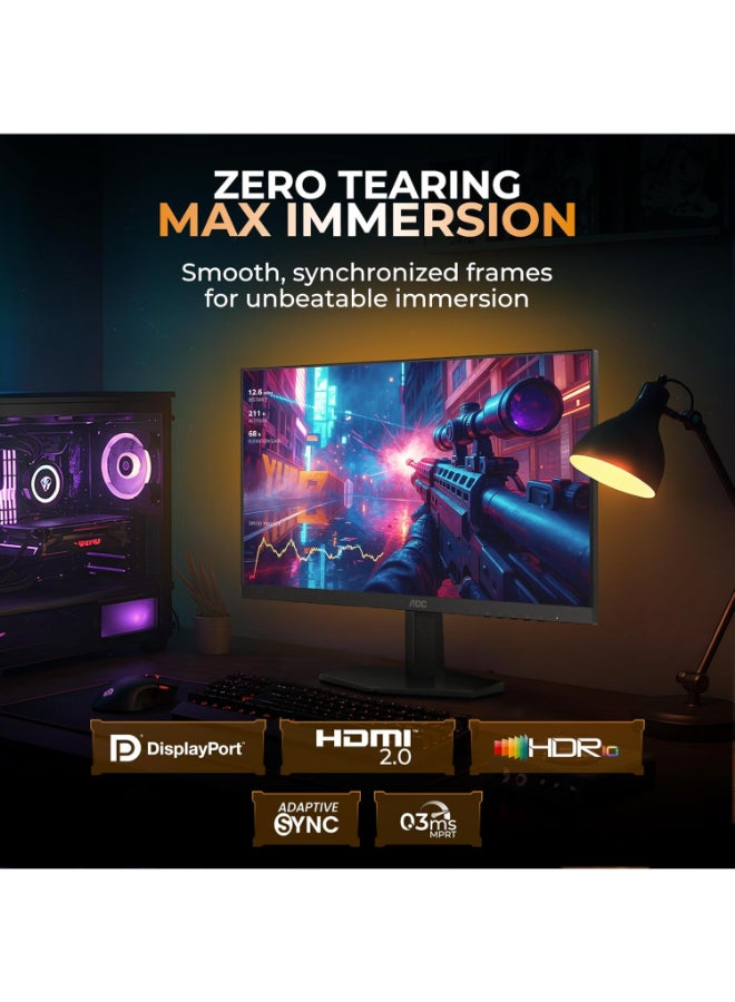 AOC 27-Inch Gaming Monitor – 2K QHD 2560x1440, Fast IPS, 200Hz Refresh Rate, 0.3ms Response, HDR10, Adaptive Sync, Built-in Speakers, HDMI & DisplayPort Q27G42HE black - Image 5