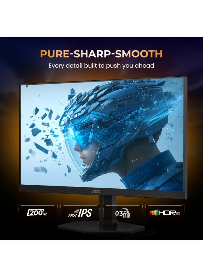 AOC 27-Inch Gaming Monitor – 2K QHD 2560x1440, Fast IPS, 200Hz Refresh Rate, 0.3ms Response, HDR10, Adaptive Sync, Built-in Speakers, HDMI & DisplayPort Q27G42HE black - Image 2