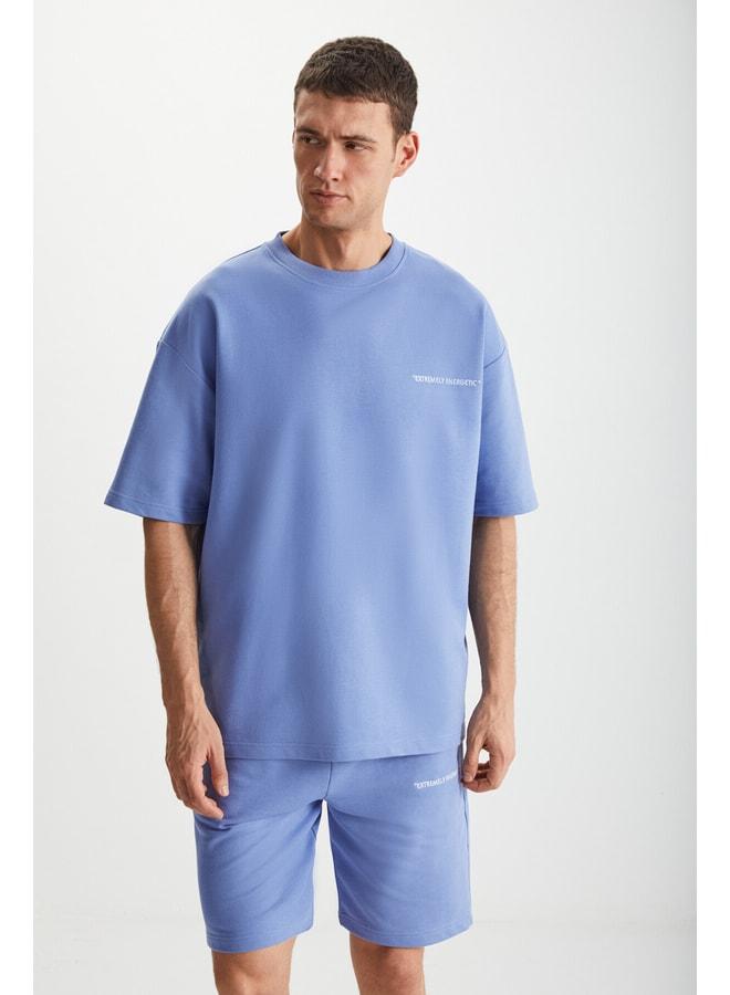 GRIMELANGE Colombía Men's 2-Piece Comfort Fit Relaxed Cut Printed Embroidered No-Drawstring Blue Tracksuit Set. - Image 3