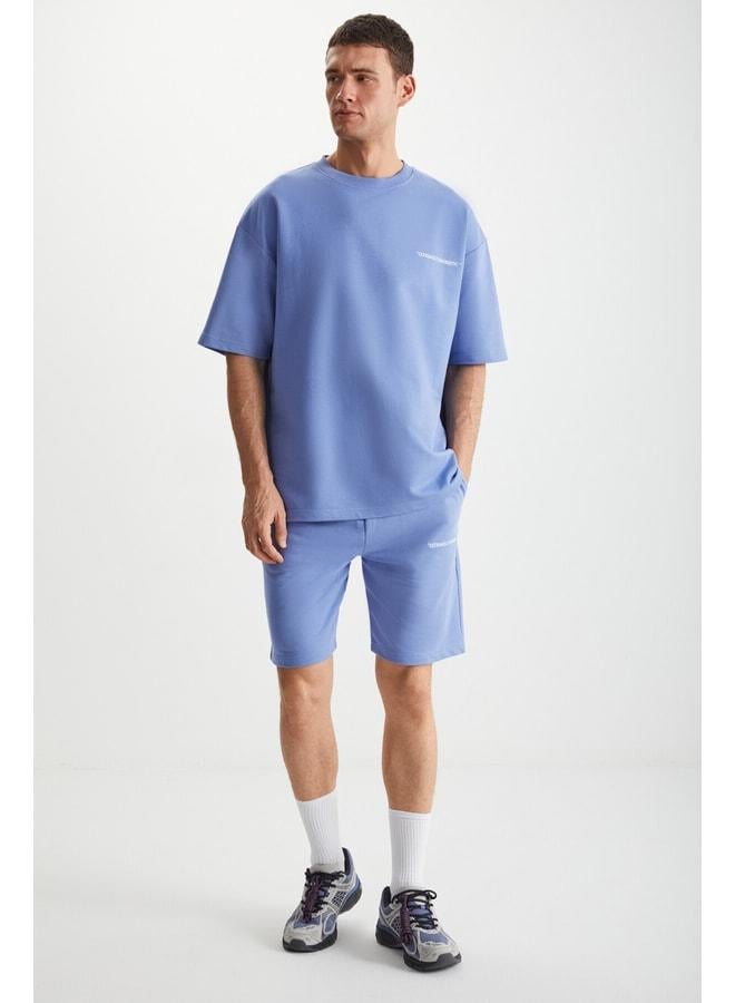 GRIMELANGE Colombía Men's 2-Piece Comfort Fit Relaxed Cut Printed Embroidered No-Drawstring Blue Tracksuit Set. - Image 1