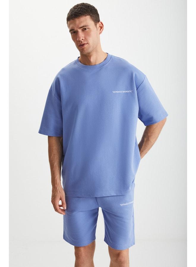 GRIMELANGE Colombía Men's 2-Piece Comfort Fit Relaxed Cut Printed Embroidered No-Drawstring Blue Tracksuit Set. - Image 2