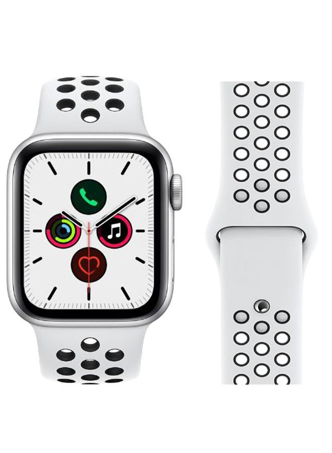 Silicone Replacement Band For Apple iWatch Series 5/6/7 42/44/45mm White/Black - Image 2
