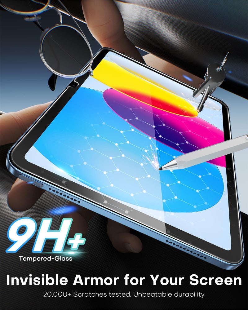 OMOTON Screen Protector for iPad A16 11th 2025 [11 Inch] / 10th Generation 2022 [10.9 Inch], TOP 9H+ Tempered Glass with Easy Installation Tray, Case & Apple Pencil Compatible, Bubble-Free & Scratch-Resistant - Image 4