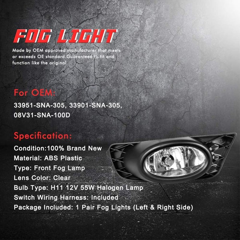 A ABIGAIL Fog Lights for Honda Civic Sedan 2009-2011 - Image 4