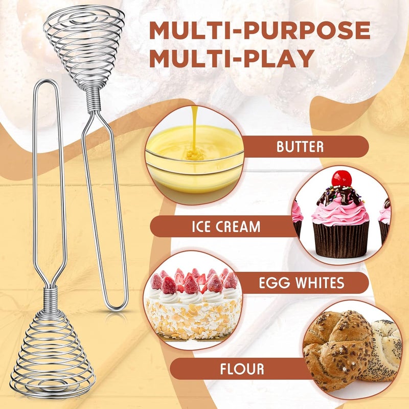 Chengu 4 Pieces Stainless Steel French Style Spring Coil Whisk Wire Whip Cream Egg Beater Gravy Hand Mixer Egg Whisk for Kitchen Cooking Whipping Mixing Blender - Image 5