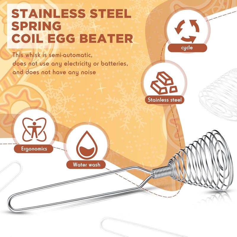 Chengu 4 Pieces Stainless Steel French Style Spring Coil Whisk Wire Whip Cream Egg Beater Gravy Hand Mixer Egg Whisk for Kitchen Cooking Whipping Mixing Blender - Image 4