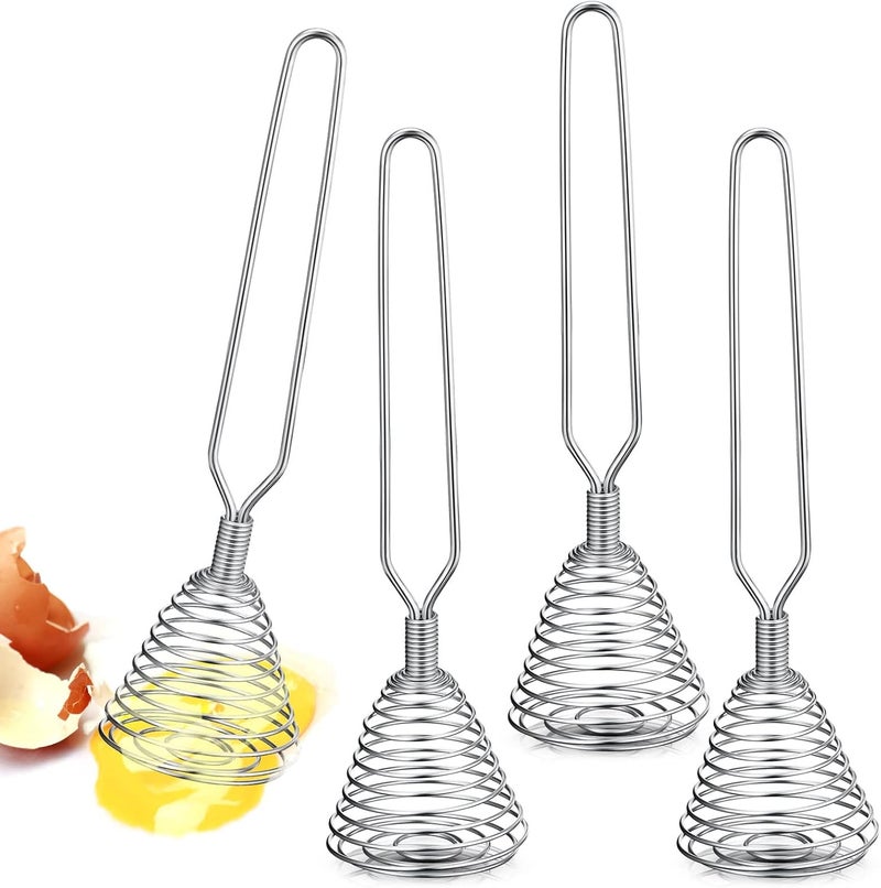 Chengu 4 Pieces Stainless Steel French Style Spring Coil Whisk Wire Whip Cream Egg Beater Gravy Hand Mixer Egg Whisk for Kitchen Cooking Whipping Mixing Blender - Image 1