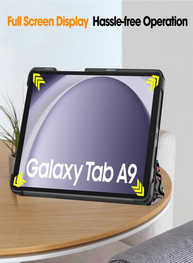 جراب تابلت مقاس 8.7/11 بوصة لهاتف سامسونج جالاكسي تاب A9 (SM-X110/SM-X115)/A9 بلس (X210/SM-X216/SM-X218) مع خاصية التنبيه، جراب تابلت ثلاثي الطي ملون - Image 2