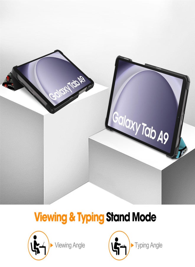 جراب تابلت مقاس 8.7/11 بوصة لهاتف سامسونج جالاكسي تاب A9 (SM-X110/SM-X115)/A9 بلس (X210/SM-X216/SM-X218) مع خاصية التنبيه، جراب تابلت ثلاثي الطي ملون - Image 3