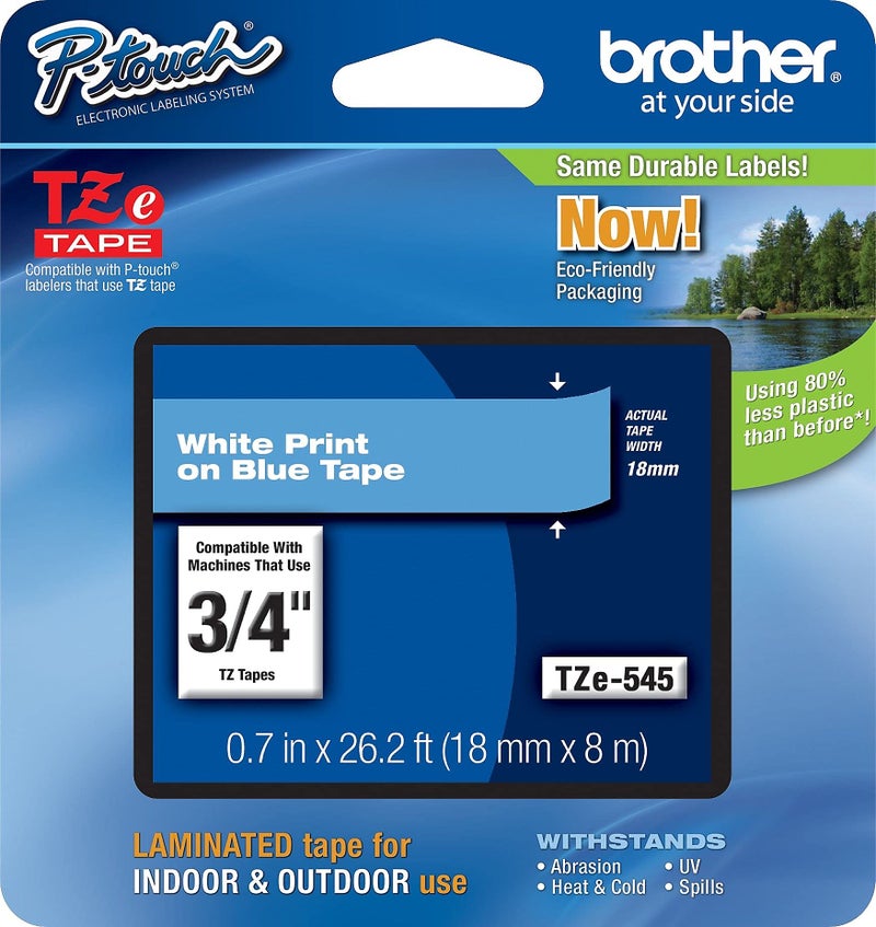 Brother Genuine P-Touch TZE-545 Tape, 3/4" (0.7") Standard Laminated P-Touch Tape, White on Blue, For Indoor or Outdoor Use, Water-Resistant, 26.2 ft (8 m), Single-Pack - Image 4