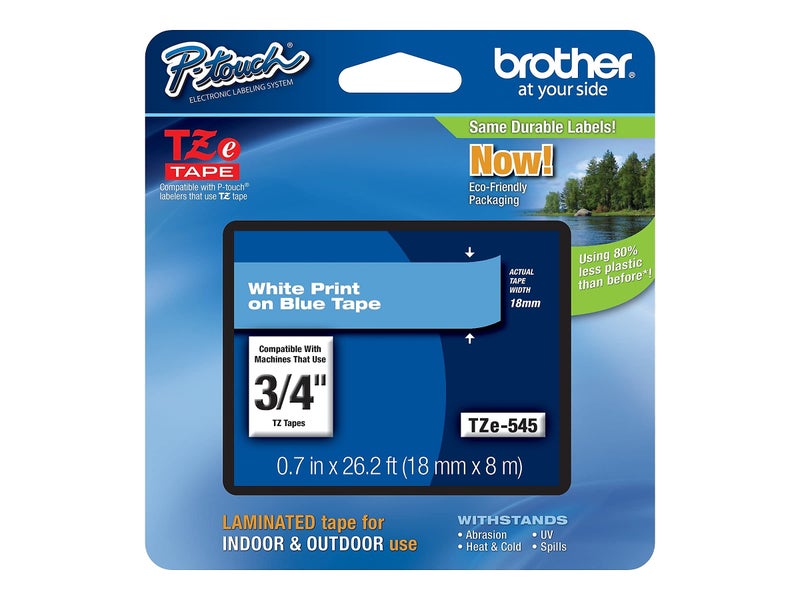 Brother Genuine P-Touch TZE-545 Tape, 3/4" (0.7") Standard Laminated P-Touch Tape, White on Blue, For Indoor or Outdoor Use, Water-Resistant, 26.2 ft (8 m), Single-Pack - Image 3