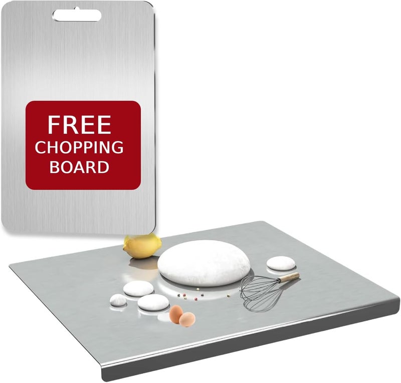 SPITZE 304 Large Stainless Steel Countertop Chopping Board (42x30cm)| Large SS Chopping Board for Home Kitchen for Cutting Kneading and Dough Making with FREE 30x20 cm Chopping Board - Image 1