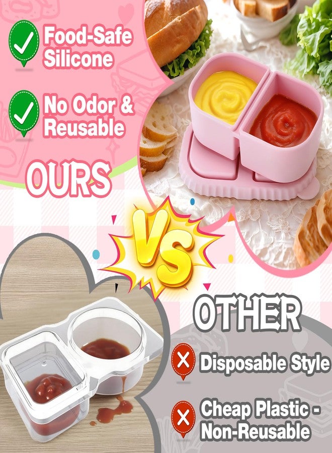 Alphatool Reusable Silicone Snack Containers - 8.5Oz 2 Compartments Snack Box with Lids, Safe Portable for Kids Toddler School Snack Fruit Lunch Sauce Condiments, 2Pcs - Image 2