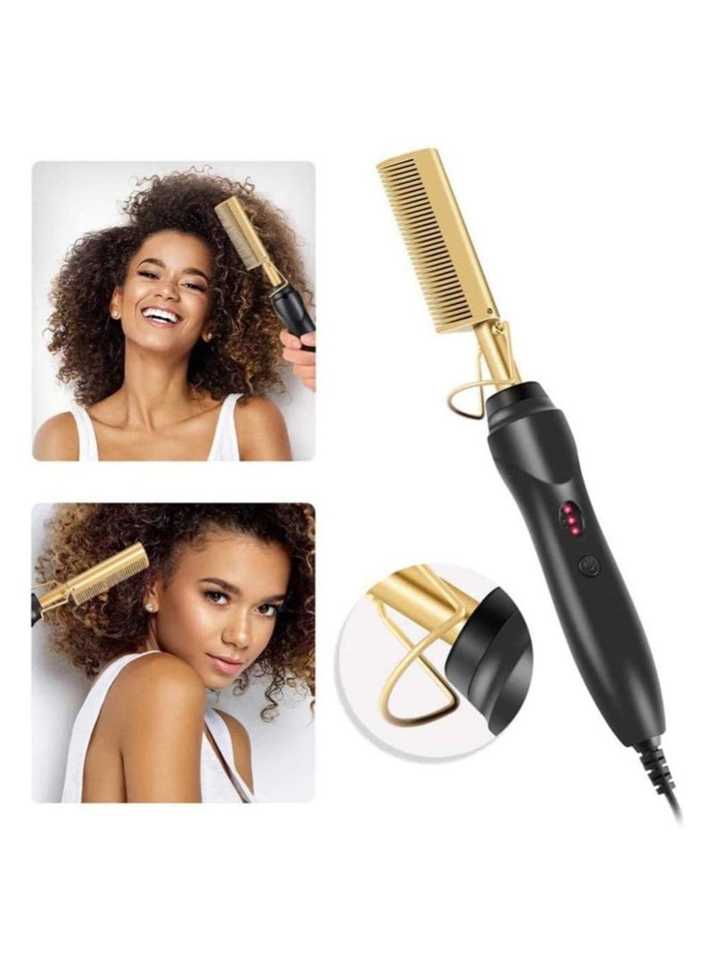 Hot Comb Hair Straightener Electric Straightening for African American And Wigs Ceramic Wand Curling Irons Lightweight Protective Brush - Image 1