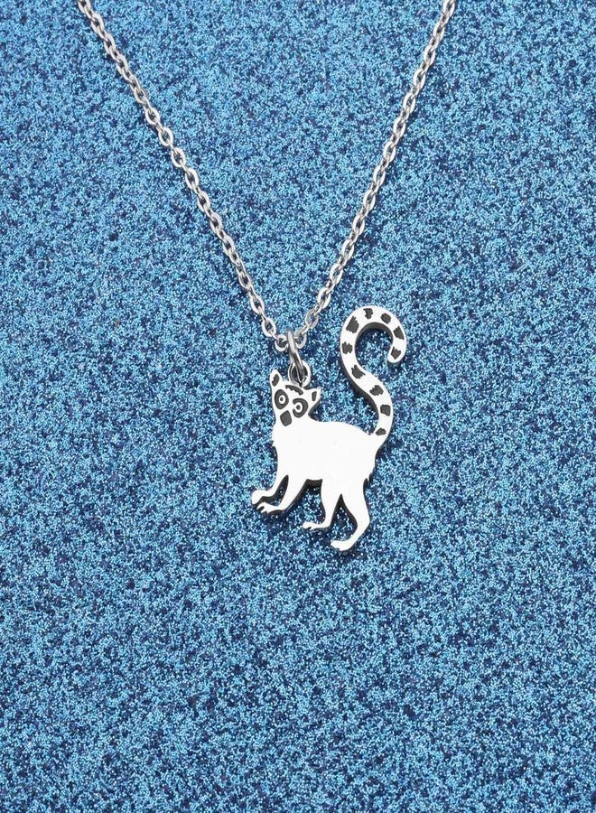 WUSUANED Madagascar Lemur Catta Necklace Ring-tailed Lemur Jewelry Lemur Gift Monkey Animal Lover Gift Madagascar Gifts - Image 2