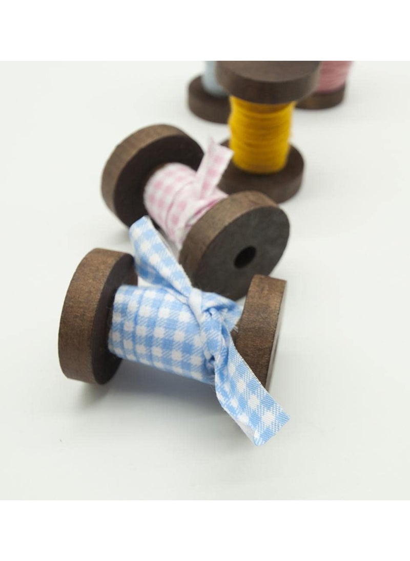 SYOSI - 6 Pcs Wooden Empty Spools Thread Spools Tan Wire Weaving Bobbins Vintage Spools Craft Unfinished Empty Thread Spool Natural Wire Weaving Bobbins  for Embroidery and Sewing Machines Arts Crafts - Image 1