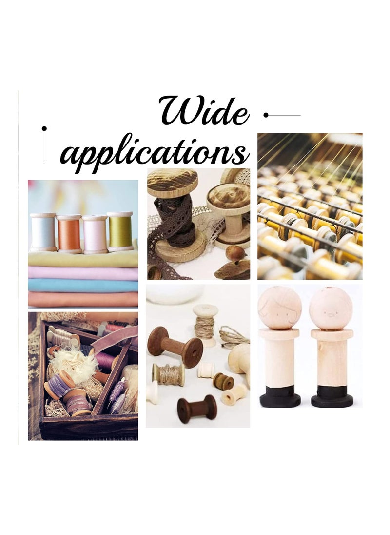 SYOSI - 6 Pcs Wooden Empty Spools Thread Spools Tan Wire Weaving Bobbins Vintage Spools Craft Unfinished Empty Thread Spool Natural Wire Weaving Bobbins  for Embroidery and Sewing Machines Arts Crafts - Image 1