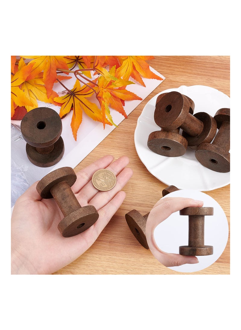 SYOSI - 6 Pcs Wooden Empty Spools Thread Spools Tan Wire Weaving Bobbins Vintage Spools Craft Unfinished Empty Thread Spool Natural Wire Weaving Bobbins  for Embroidery and Sewing Machines Arts Crafts - Image 1