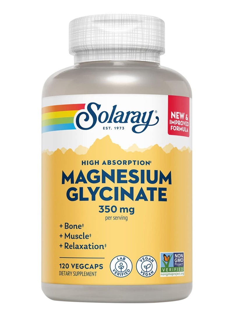 Solaray High Absorption Magnesium Glycinate 350 Mg 120 Vegcaps  - Image 1