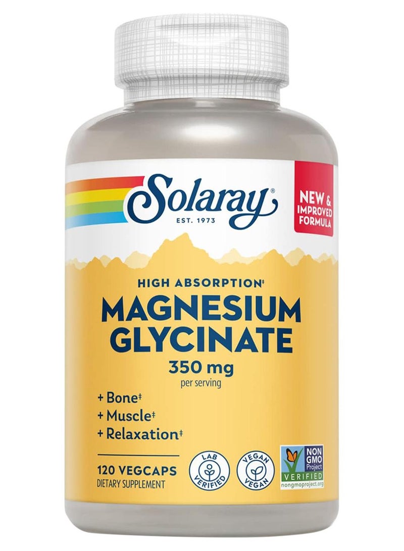 SOLARAY High Absorption Magnesium Glycinate 350 Mg 120 Vegcaps - Image 1