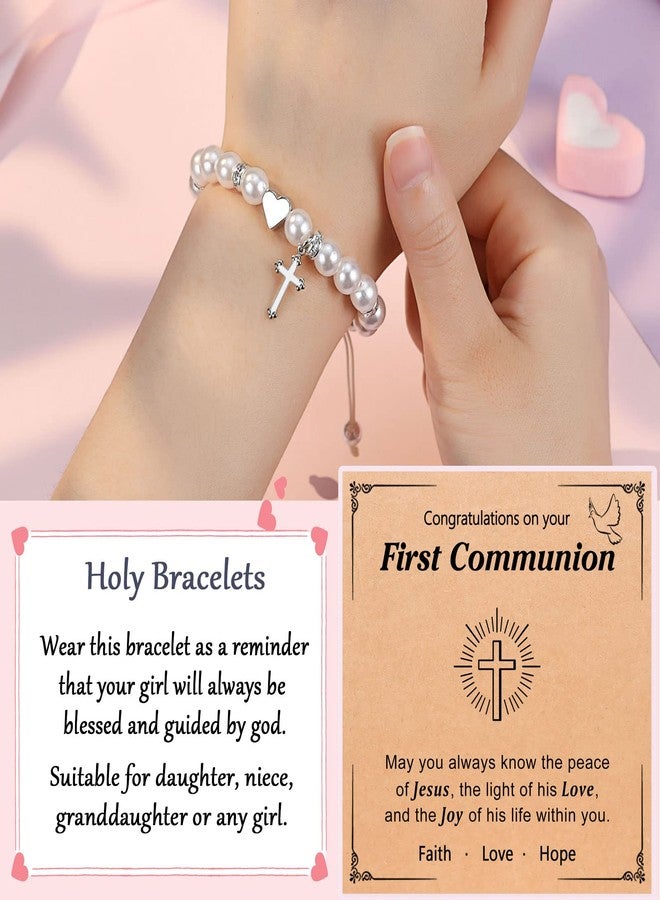 UNGENT THEM First Communion Gifts for Girls Catholic 1st Holy Communion Decorations Cross Bracelet for Goddaughter Girl - Image 2