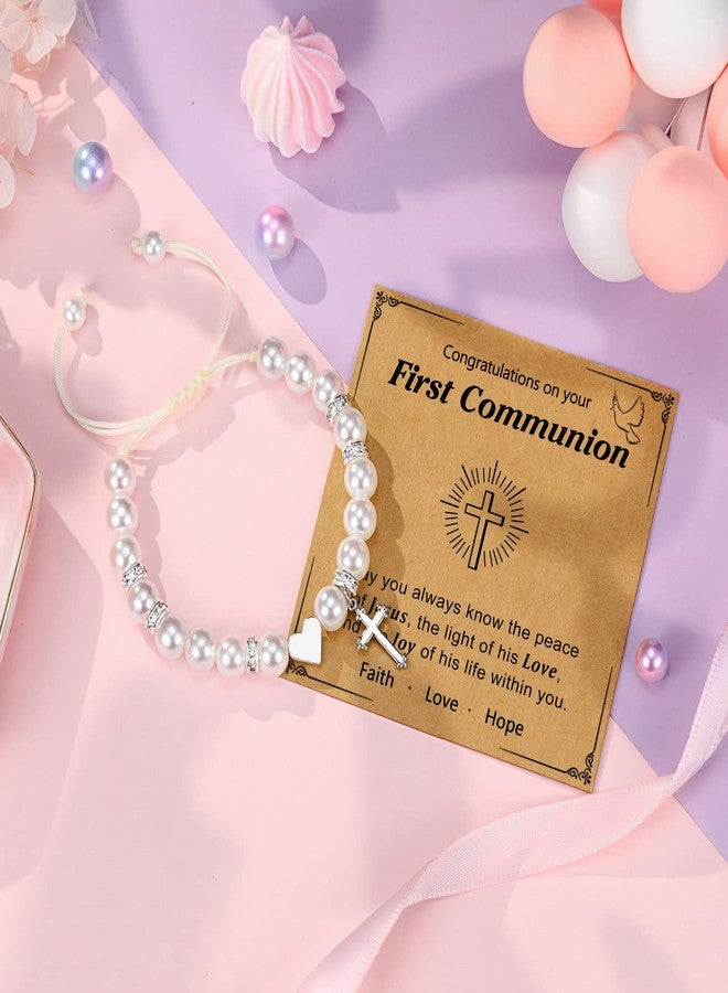 UNGENT THEM First Communion Gifts for Girls Catholic 1st Holy Communion Decorations Cross Bracelet for Goddaughter Girl - Image 5