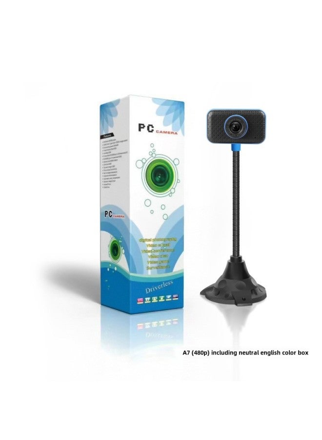 Computer Camera USB Video Teaching HD Online Class Live Conference Desktop Notebook Special Foreign Trade-Color:A7(480p) With Neutral English Color Box  - Image 1