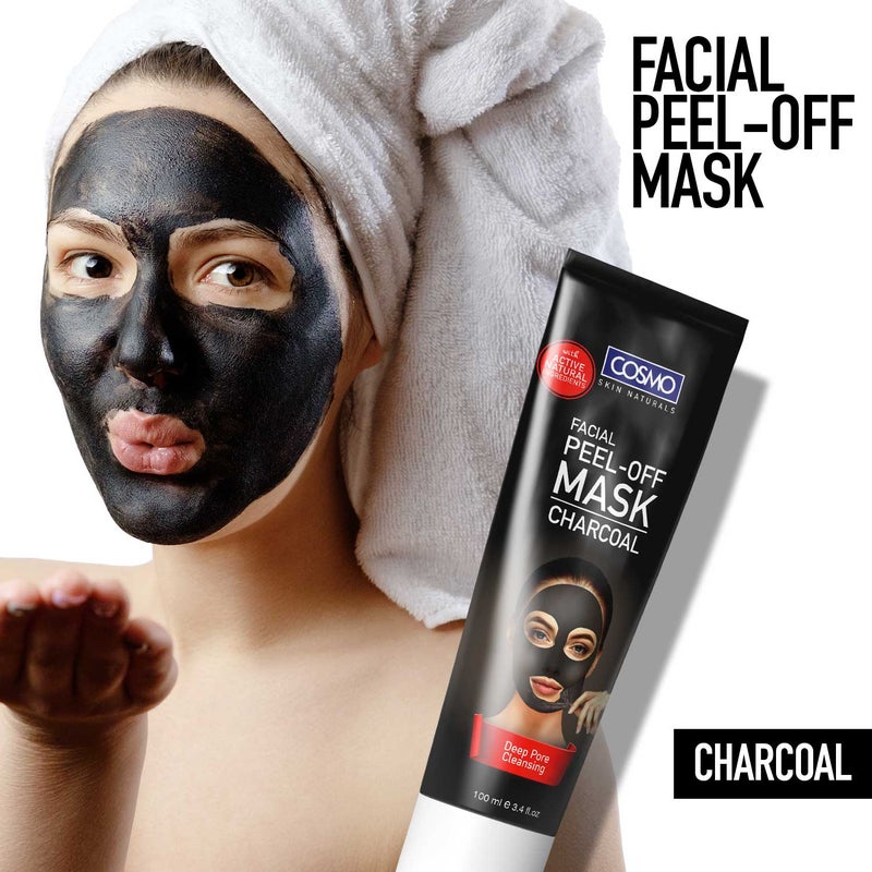 COSMO Charcoal Facial Peel-Off Mask, Deep Cleansing & Detoxifying Face Mask for Blackheads, Acne & Oil Control, Purifying Peel Formula for Clear, Smooth Skin – Suitable for All Skin Types, 100ml - Image 2