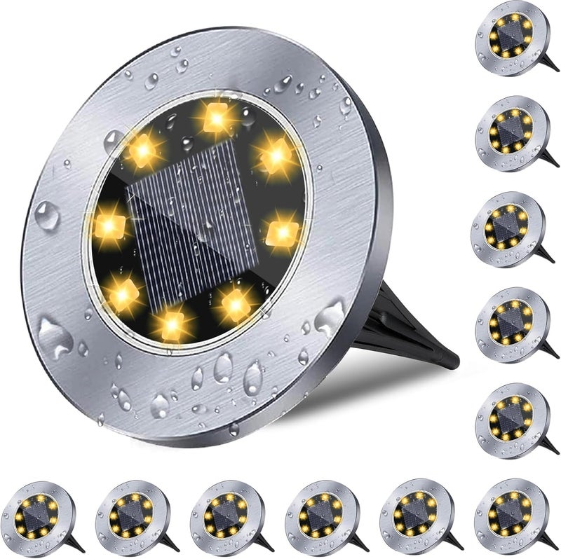 Rayolon Solar Ground Lights, Waterproof Solar Garden Lights, Upgraded Outdoor Garden Waterproof Bright in-Ground Lights, Landscape Lights for Pathway,Yard,Deck,Lawn,Patio,Walkway (12 Pack Warm Light) - Image 1