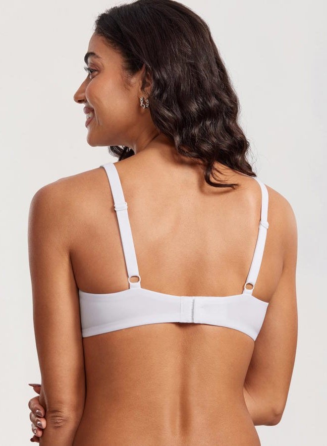 DOBREVA Women's Unlined Balconette Bra Underwire Supportive Plus Size Smooth Scoop Neck White 90C - Image 5