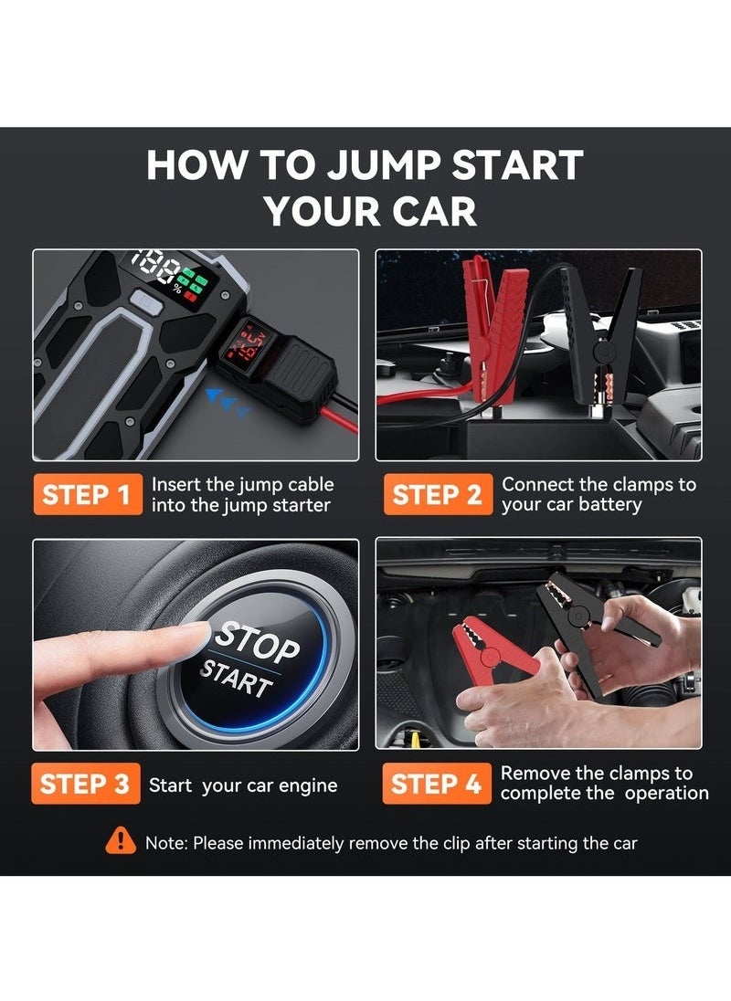 Generic 3 in 1 Portable Car Battery Charger Jump Starter 12V 21800mAh Large Capacity Power Bank for All Cars Petrol 10L - 8L Diesel 4000A USB Charger Type C Flashlight  - Image 2