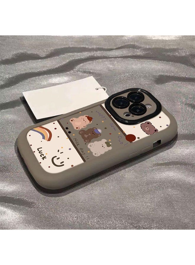 NIBEMINENT Photo Frame Bear Protective TPU Case Cover For iPhone 15 Pro, Milk Tea