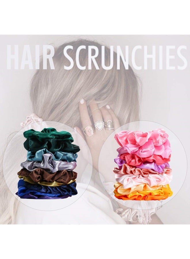 Yanwenx 50 PCS Satin Hair Scrunchies for Curly Hair Silk Scrunchies for Hair Satin Hair Accessories for Girls Scrunchy Hair Tie Ropes for Teens Hair Accessories with Gift Bag Multi-colored - Image 5
