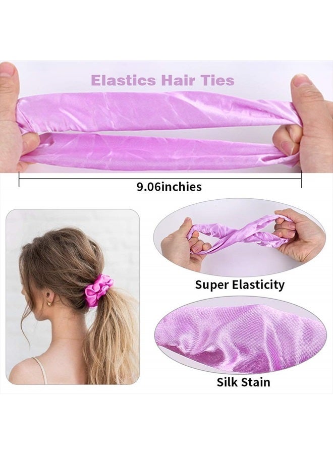 Yanwenx 50 PCS Satin Hair Scrunchies for Curly Hair Silk Scrunchies for Hair Satin Hair Accessories for Girls Scrunchy Hair Tie Ropes for Teens Hair Accessories with Gift Bag Multi-colored - Image 4