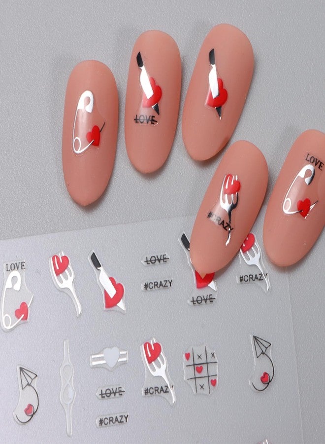 TailaiMei ملصقات أظافر تايلاي مي لعيد الحب، ملصقات أظافر ذاتية اللصق على شكل قلوب للحب لتزيين الأظافر (SJ 5 أوراق) - Image 4