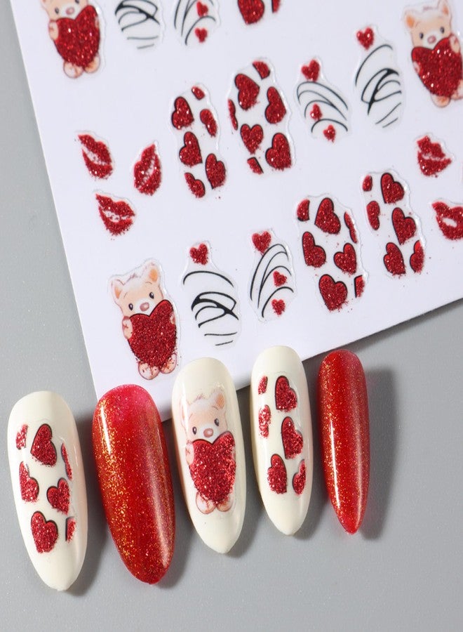 TailaiMei ملصقات أظافر تايلاي مي لعيد الحب، ملصقات أظافر ذاتية اللصق على شكل قلوب للحب لتزيين الأظافر (SJ 5 أوراق) - Image 2