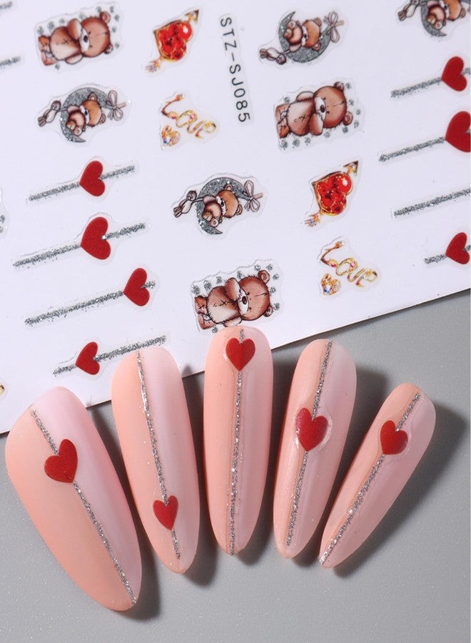 TailaiMei ملصقات أظافر تايلاي مي لعيد الحب، ملصقات أظافر ذاتية اللصق على شكل قلوب للحب لتزيين الأظافر (SJ 5 أوراق) - Image 3