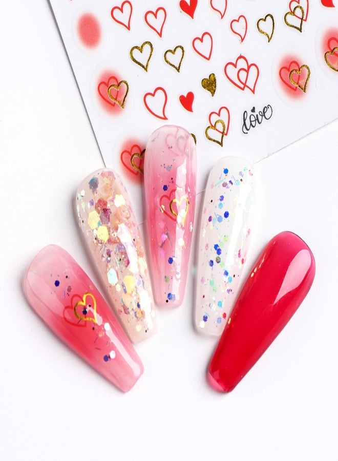 TailaiMei ملصقات أظافر تايلاي مي لعيد الحب، ملصقات أظافر ذاتية اللصق على شكل قلوب للحب لتزيين الأظافر (SJ 5 أوراق) - Image 5