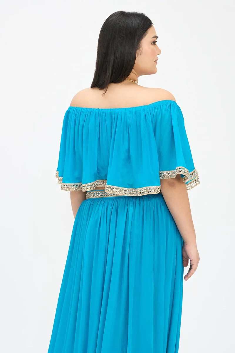 Virgio  Solid Viscose Off-Shoulder Crop Plus Size Top for Women for Women | Best Price UAE