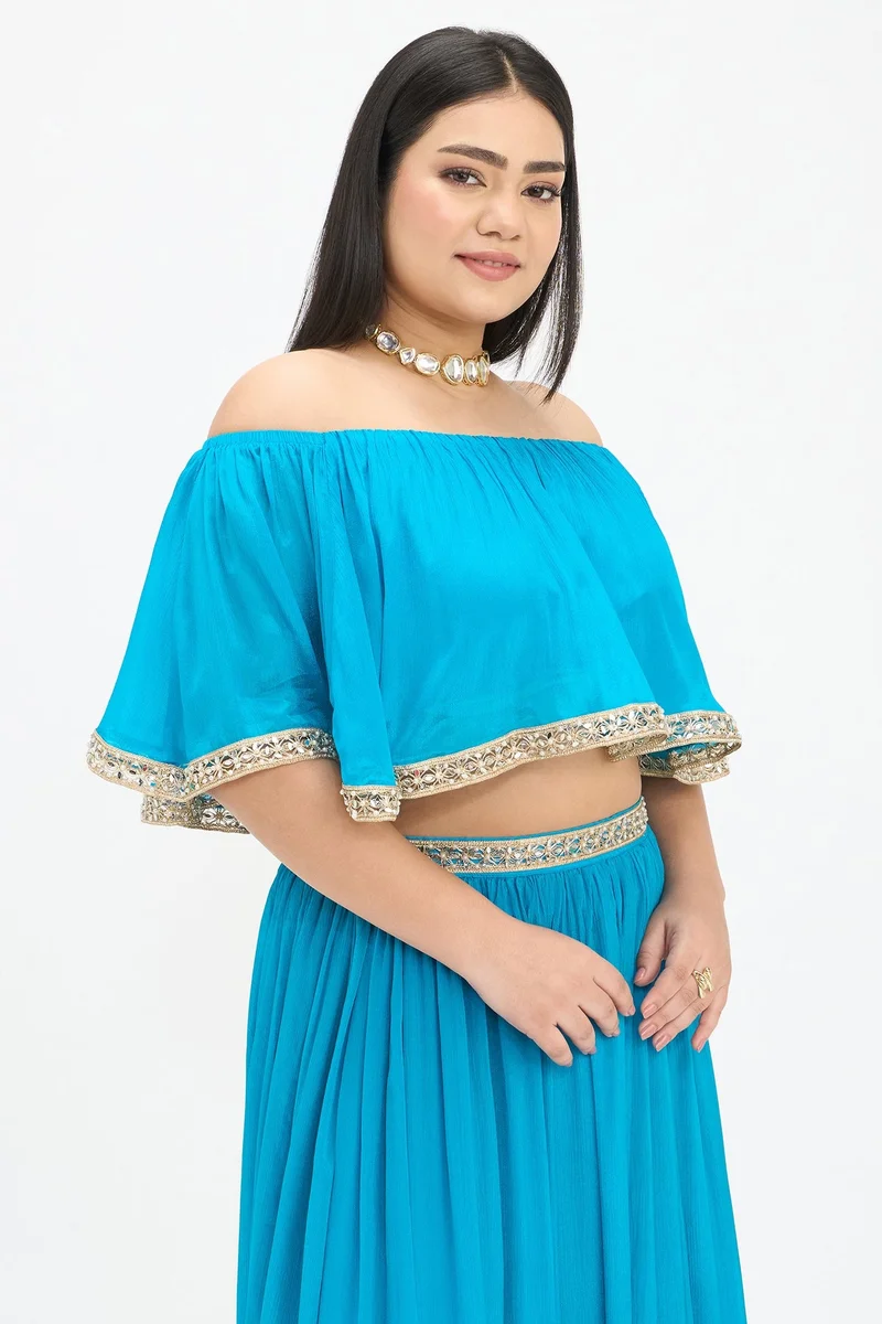 Virgio  Solid Viscose Off-Shoulder Crop Plus Size Top for Women for Women | Best Price UAE