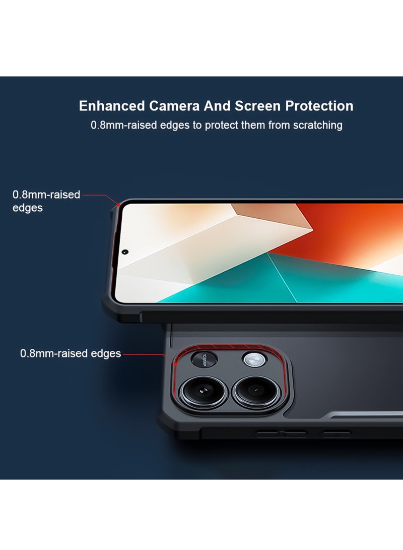For Xiaomi Redmi Note 13 Pro 4G Cover, Camera Lens Protection Back Cover, TPU Shockproof Airbags Bumper Mobile Phone Case, Slim Fit Anti-Yellowing PC Mixed Material Protective Casing (Black Clear) - Image 2